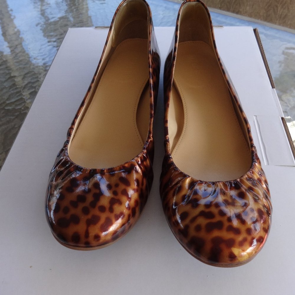J. Crew Cheetah print leather ballet flats size 7, padded insole, rubber soles,